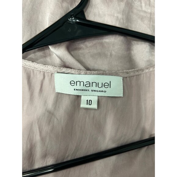 Vintage Emanuel Ungaro Mauve Silk Button Up Shirt Sleeveless Blouse Set Sz 8 - Picture 9 of 11